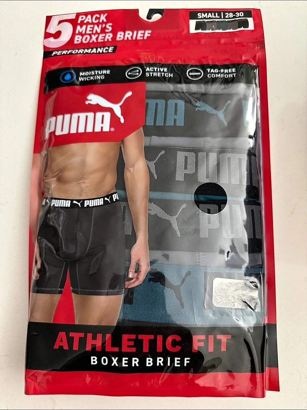 Puma Athletic Fit Boxer Brief 5-Pack Men's Boxer Briefs Size Small NWT